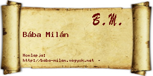 Bába Milán névjegykártya